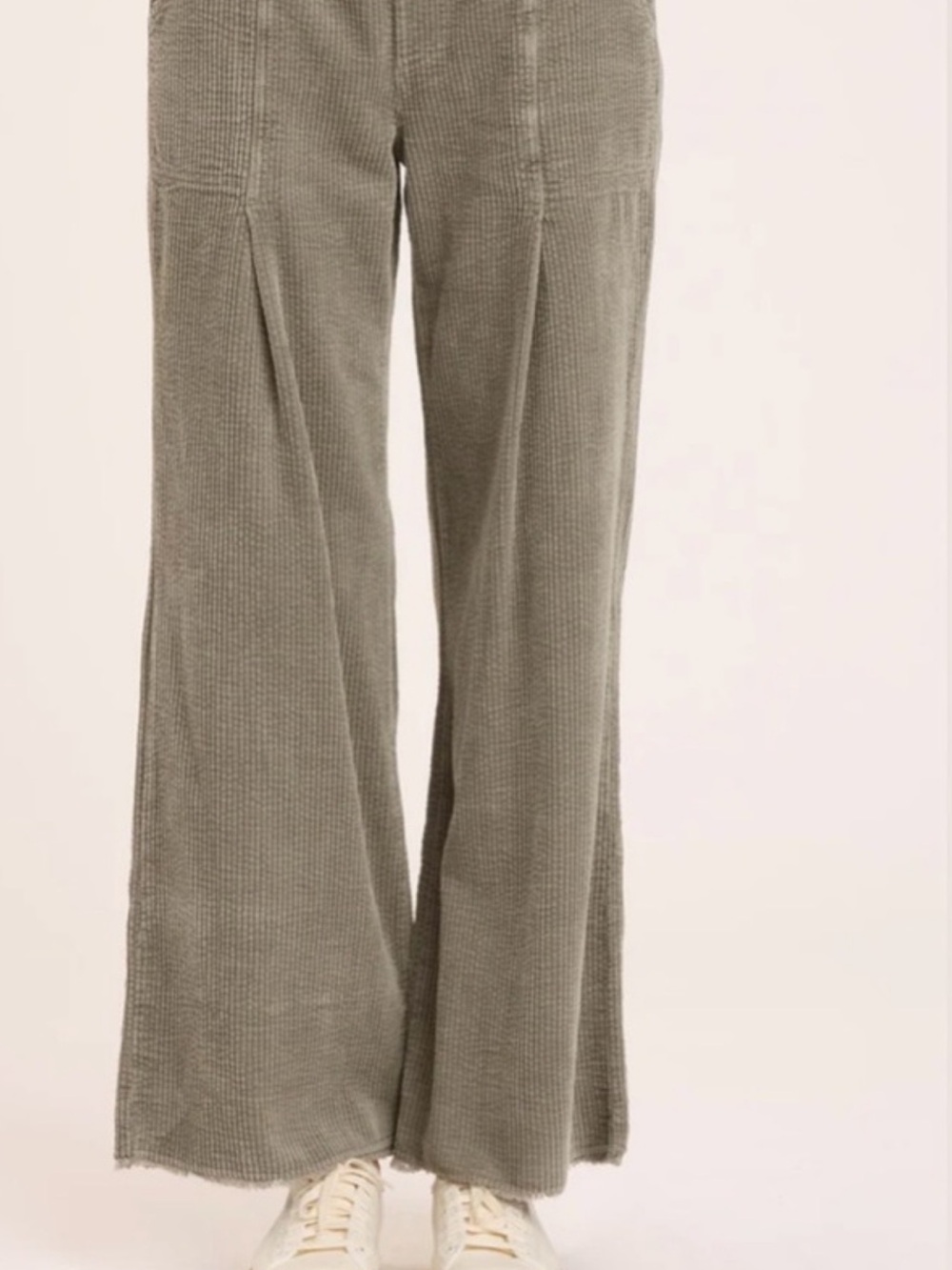 XCVI Ribbed Wide-Leg Knit Pants in Olive Green